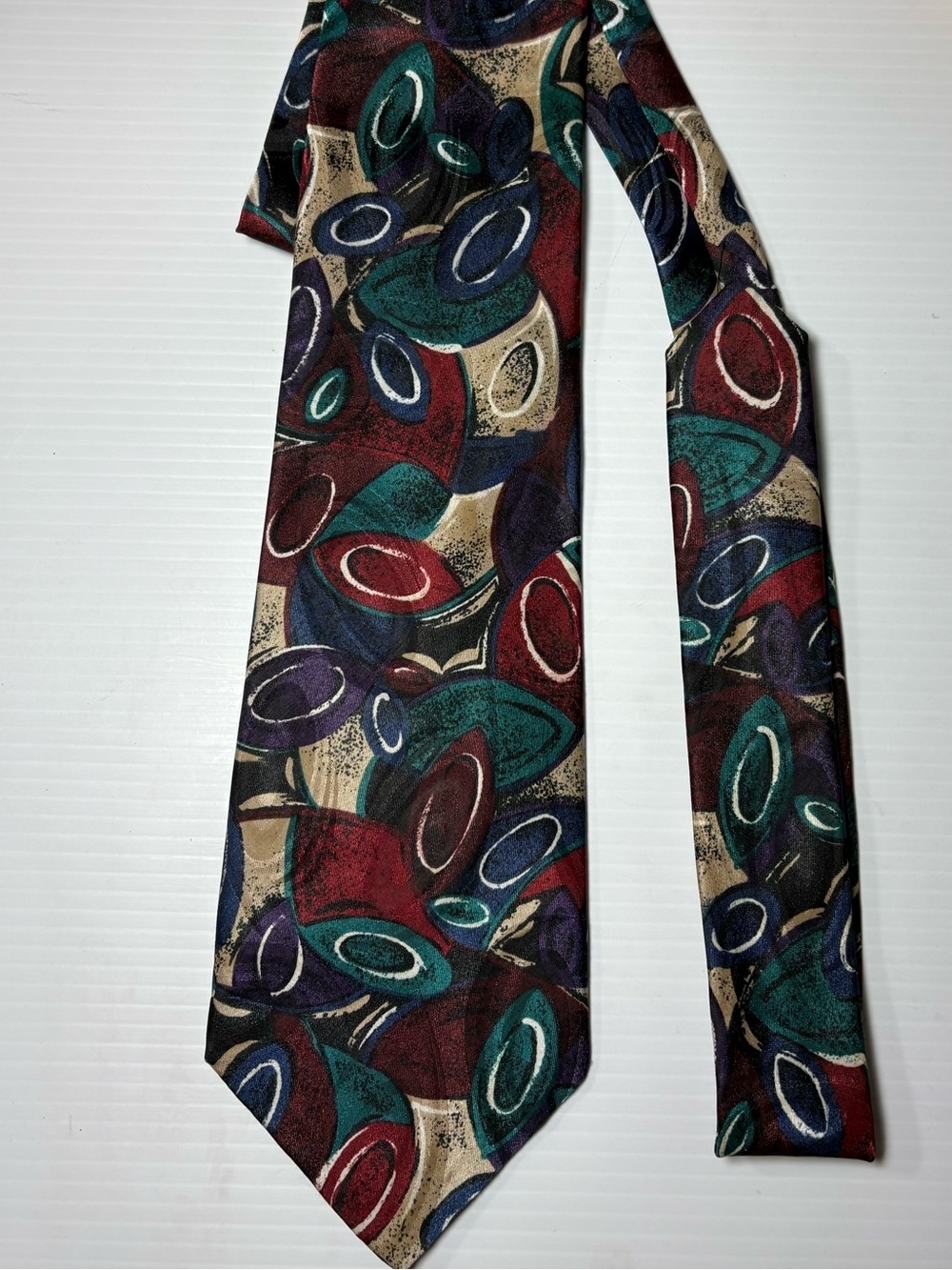 Abstract Multicolor Men's Tie in Burgundy, Teal & Navy
